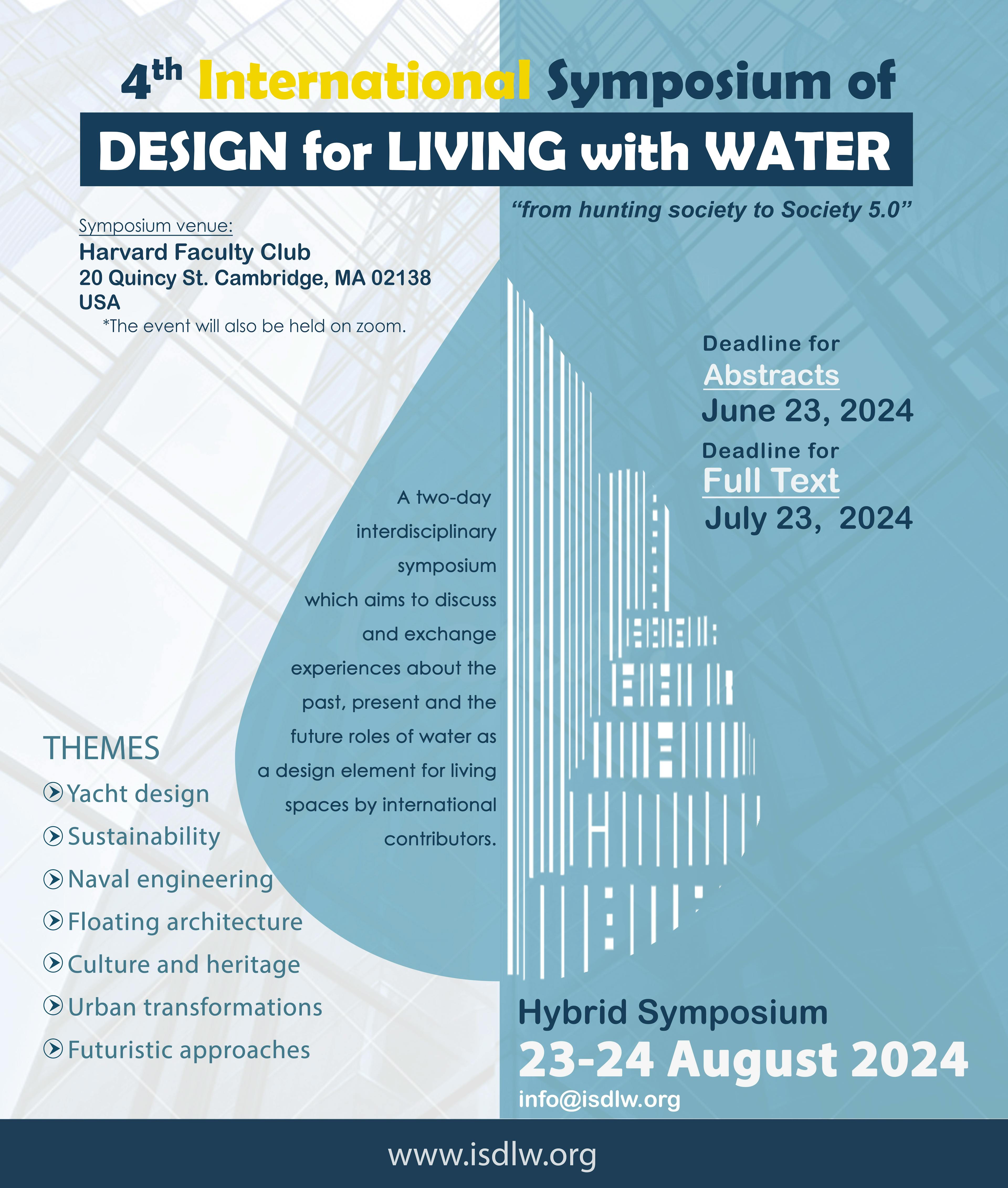 image for 🌊 Join Us in Shaping a Sustainable Future: Announcing the 4th International Symposium of Design for Living with Water! 🌍